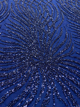 Dantela Couture Bleumarin cu Siraguri, cu Margele si Paiete